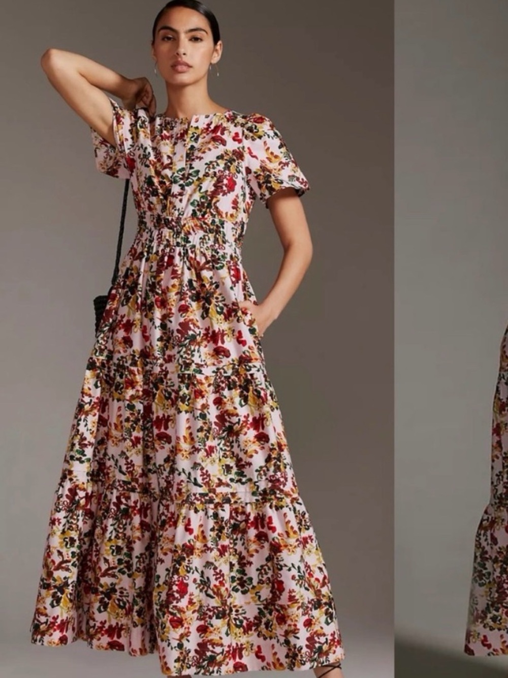 Anthropologie Pink Floral Somerset Maxi Dress— Sz M